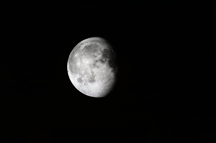 mjesec, tri četvrti, Mjesečina, lunarni, Astronomija, Nebeski, prostor