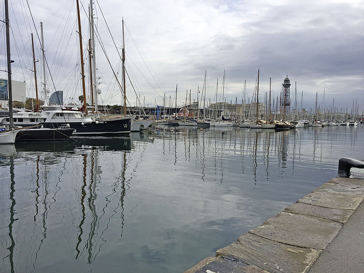 Barcelona, hamn, fartyg, båtar