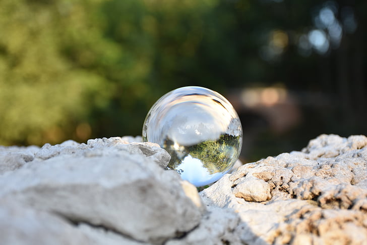 vidro, bola, pedras, natureza, motivo, plano de fundo
