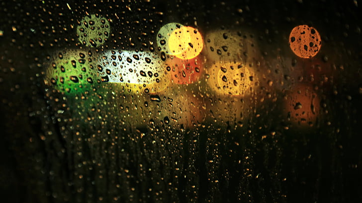 Boke, imatge, encara, Windows, vidre, pluja, gotes de pluja