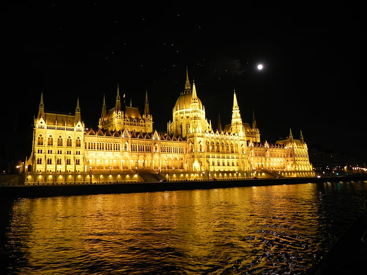 Budapeszt, Parlament, Rzeka, Dunaj, krajobraz, budynek, fasada