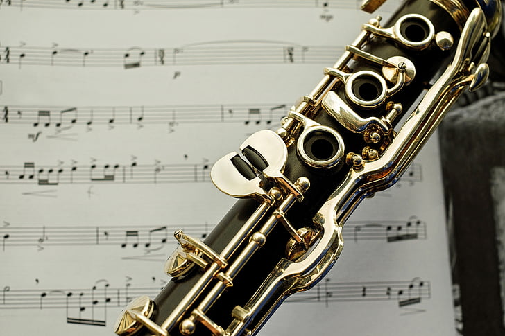 klarnet, muusikaline instrument, puhkpillimängijate, võtmed, läikiv, õpetaja gradebook, muusika