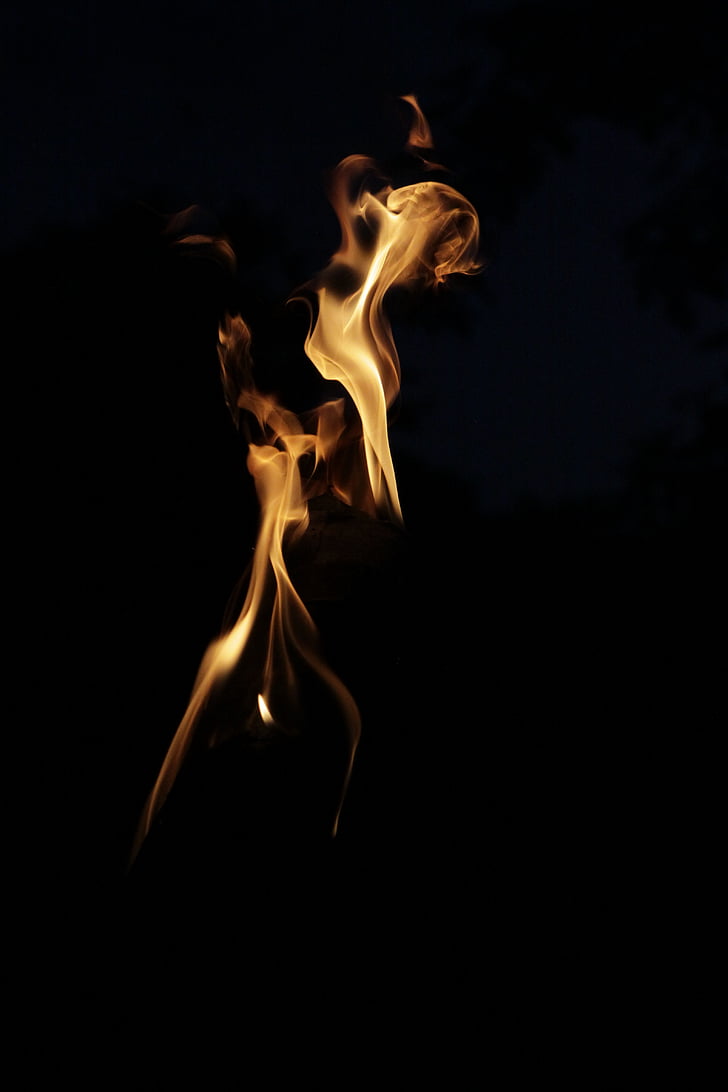 brann, natt, lys, flamme, energi, brenning, natur