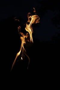 fogo, à noite, luz, flama, energia, queima de, natureza