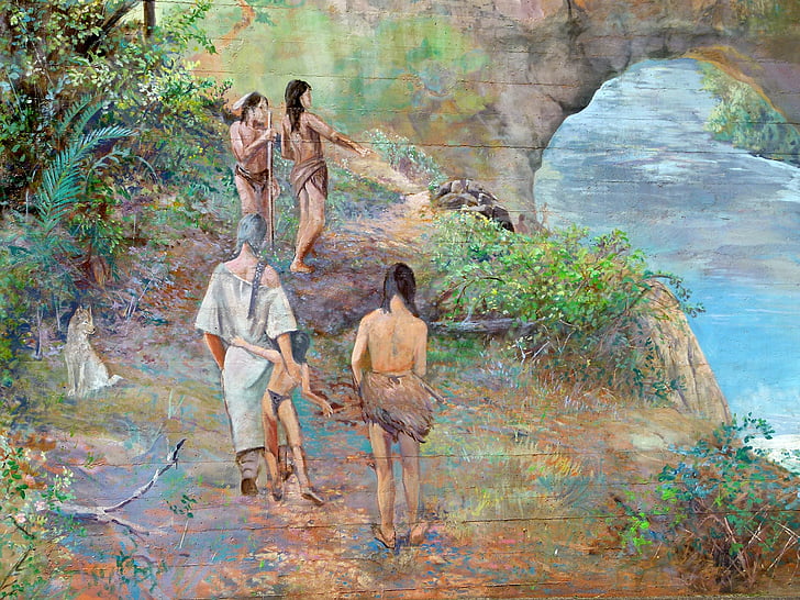 illustrationer, maleri, broen pier, broen af Gud, Oregon, USA