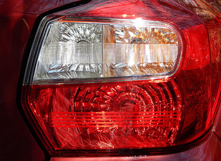 taillight, car, automobile, red, yellow, white, vehicle