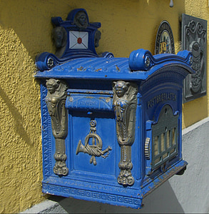 пост пощенска кутия, носталгия, пощенска кутия, синьо, пощенски кутии, ковачество, метал