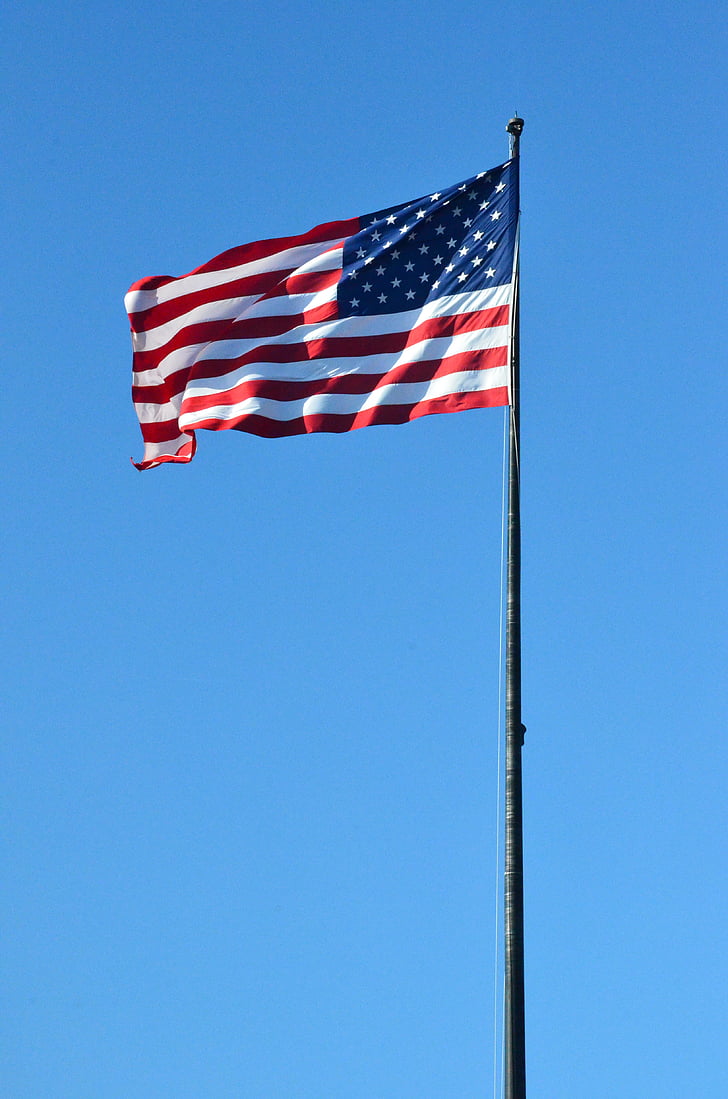 Amerika, flagg, New york, Dom, symbolet, tilstand, himmelen