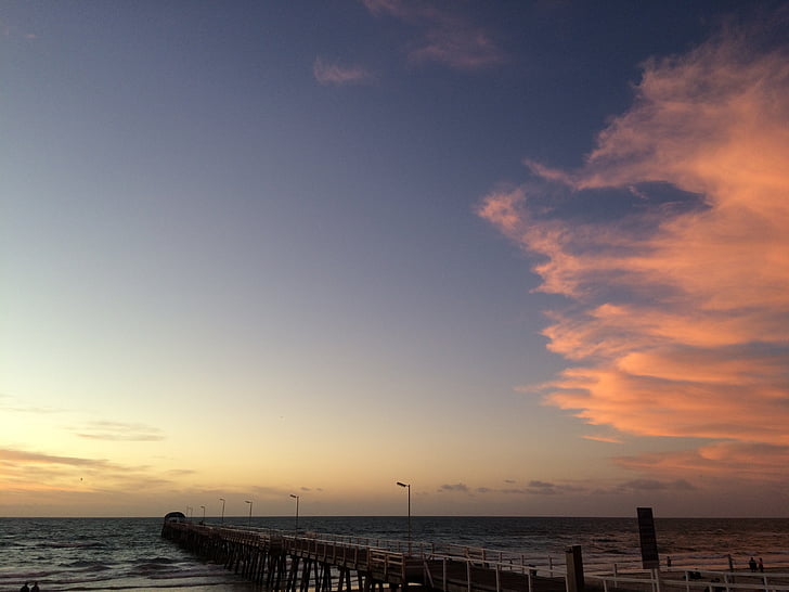 stranden, Australia, Sør-australia, solnedgang, Pier