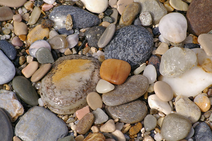 kövek, steinig, kavics, kavicsos, Beach, tenger, Holiday