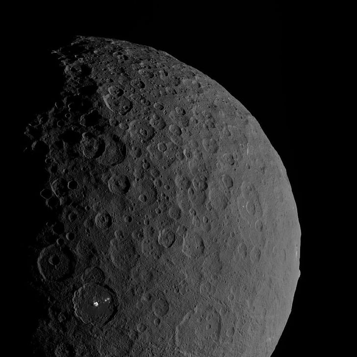 asteroide Ceres, espacio, Cráter, occator, Ahuna mons, montaña, planeta