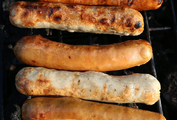sausage, fry, bratwurst, barbecue, sizzle, grill sausage, food