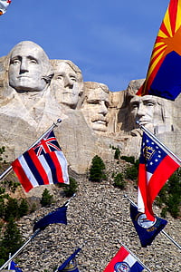 Monte rushmore, bandeiras, Dakota do Sul, Monte, Rushmore, Dakota, Sul