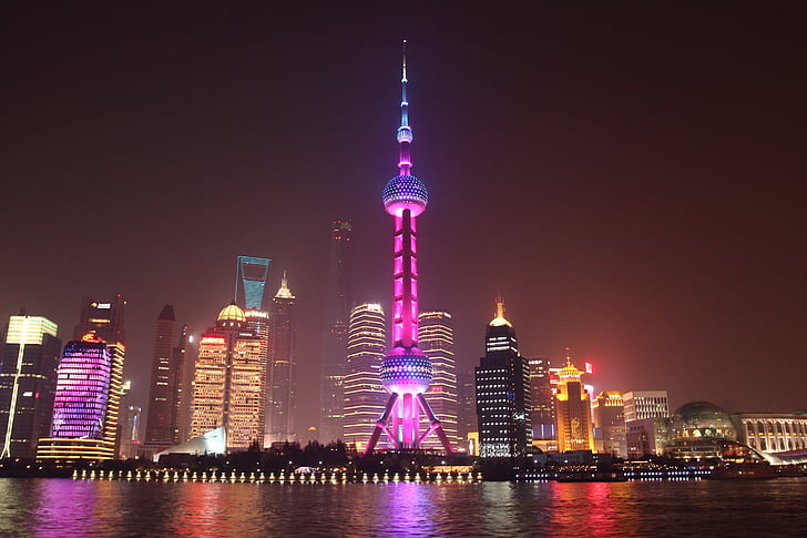 Shanghai bund natt, Pearl av Orienten natten, Pudong natt, shiliupu natt