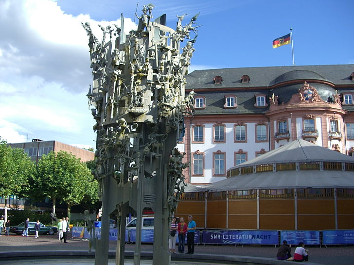 Mainz karnaval çeşme, Narrenturm, anıt, Schillerplatz, Mainz, fasnet, Karnaval