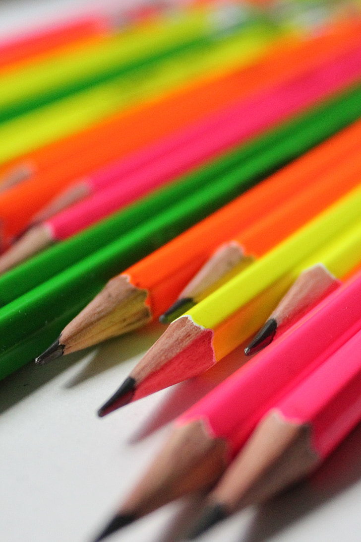 Pencil, pennor, färg, färgade, Neon, mättad, flerfärgade