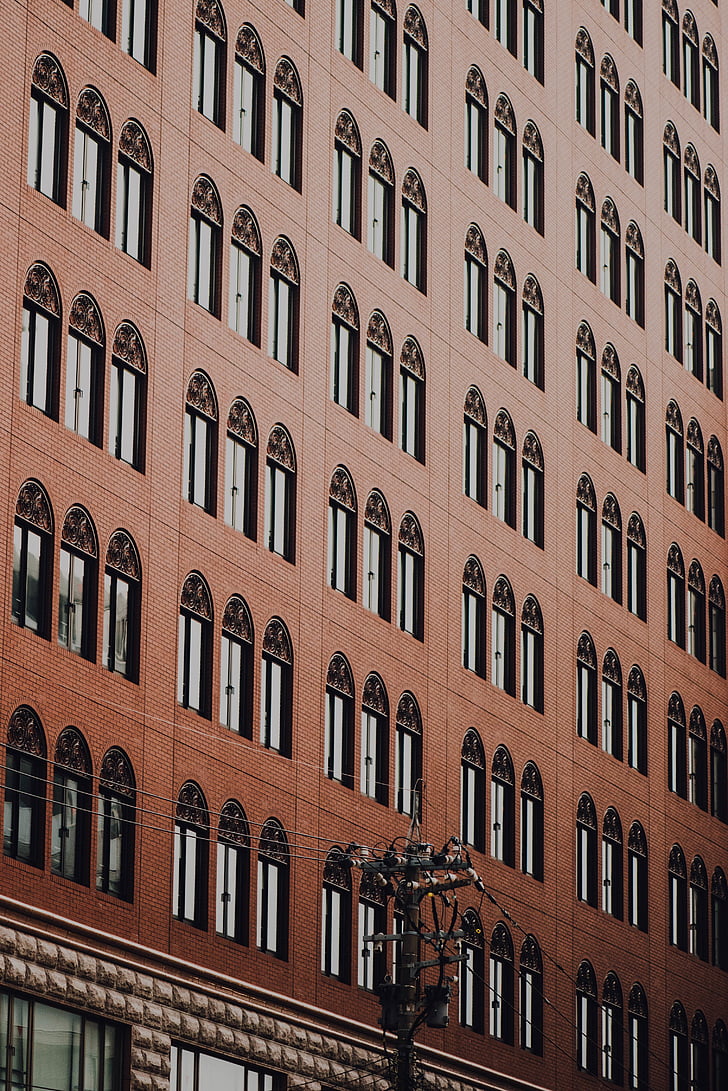 brown, building, architecture, infrastructure, facade, window, residential building