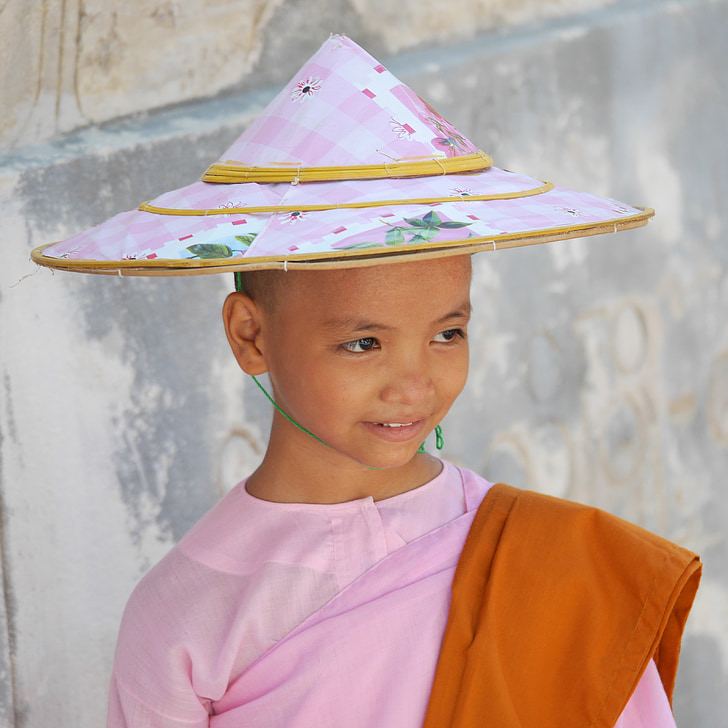 nunnekloster, nybörjare, Burma, Myanmar, barn, Flicka