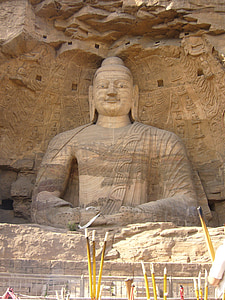datong, china, buddha, statue, yungang grottoes