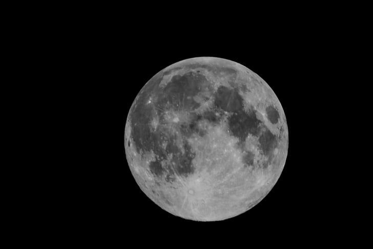 Luna, cráteres de, noche, espacio, Astronomía, cielo, completo