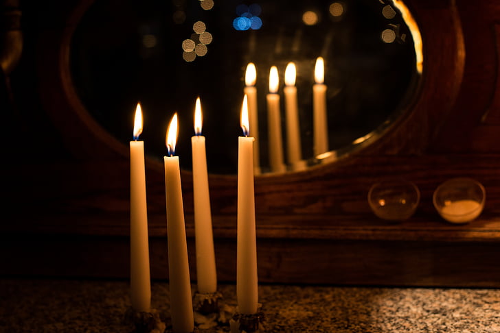 κεριά, κερί, Ρομαντισμός, η φλόγα, κερί, πολυέλαιος, παλιά