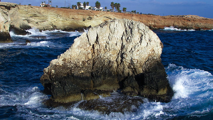 roccia, onde, Smashing, mare, schiuma, spruzzo, Cipro