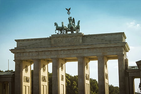 Berlín, puerta de Brandenburgo, objetivo, Quadriga, Alemania, edificio, columnar