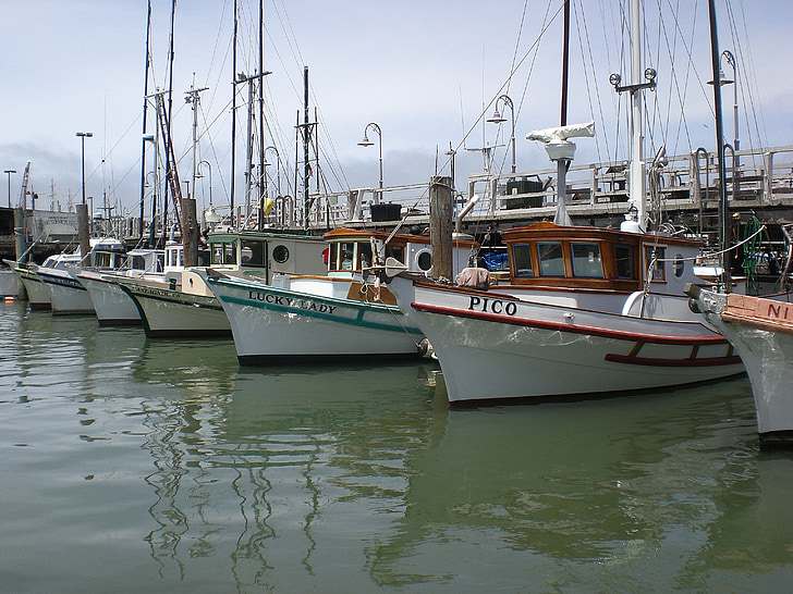 Angelboote/Fischerboote, San francisco, Ozean, Wharf des Fischers, Hafen, Pazifik, Schiff