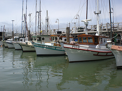 рибарски лодки, Сан Франциско, океан, Рибар на wharf, пристанище, Тихия океан, морски кораб