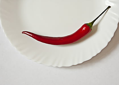 pepper, chili, plate, dish, cayenne, red, white