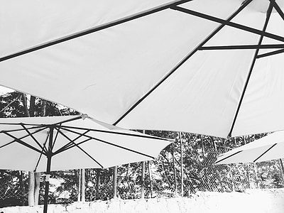 зонтик, зонтик, Солнце, черный и белый, Открытый, расслабиться