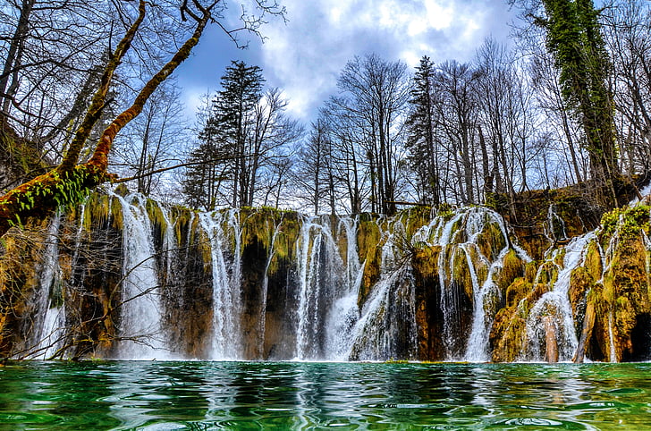 plitvice, national park, waterfall, water, tree, river, nature