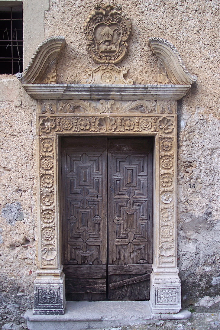 старий порт, портал, дерев'яних дверей, коричневий, двері