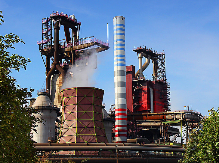 industrija, onečišćenja, dimnjak, dim, industrijskih postrojenja, kamin, tvornica