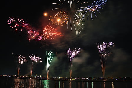 fireworks, colorful, sky, night, japan, festival, matsuri