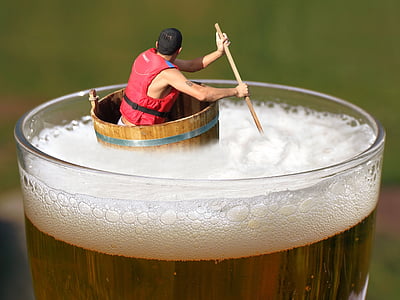 cerveza, a flote, a la deriva, Disfrute de, bañera, flotando, borracho