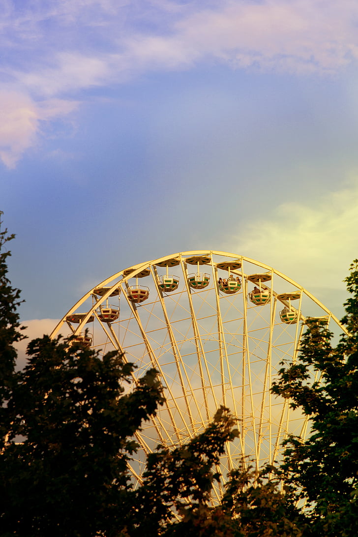 ferris wheel, theme park, pleasure, folk festival, ride, fun, huge