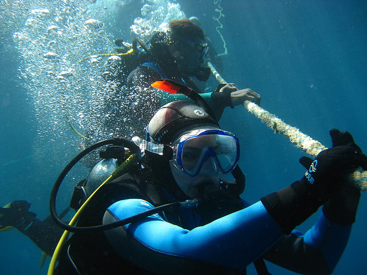 underwater, the descent, rope, sea, red sea, diving safari, wave