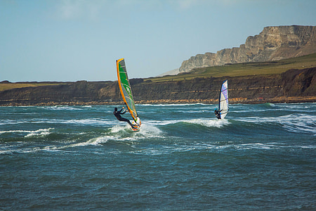 sörf, Rüzgar, kimmeridge Körfezi, Dorset, İngiltere