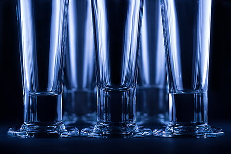 clear, close-up, dark, glasses, shot glass, reflection, alcohol