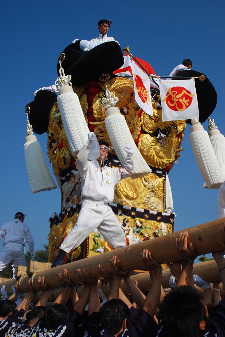 carrinho de tambor, Festival, festival de taiko de Niihama, festival de homem, dar, carrinho de tambor boca loja, culturas