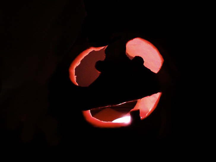 pumpkin, dark, halloween, autumn, candlelight, creepy