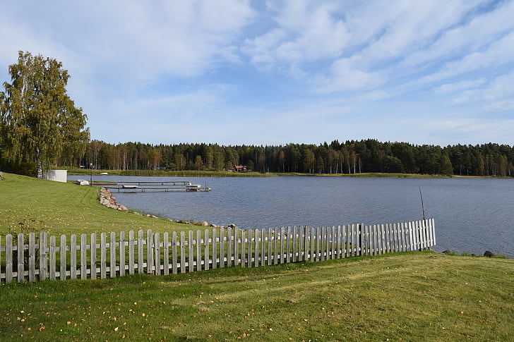 自然, 西 jutviken, vänern, kristinehamn, 湖, 水, 森林