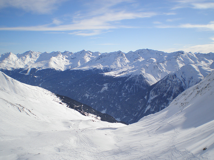 l'hivern, muntanyes, pista, esquí, Paznaun, Kappl