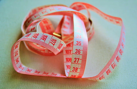 ruban à mesurer, ruban adhésif, blanc, mesurée, marquée, rouge, centimètres