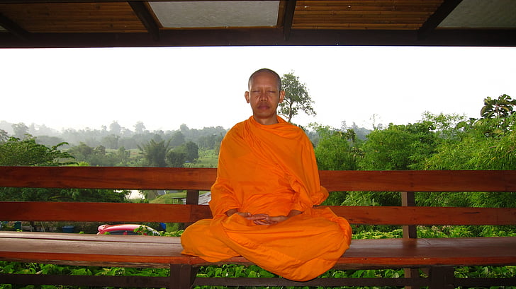 munkki, buddhalainen, mietiskellä, 072, Thaimaa, Meditaatio