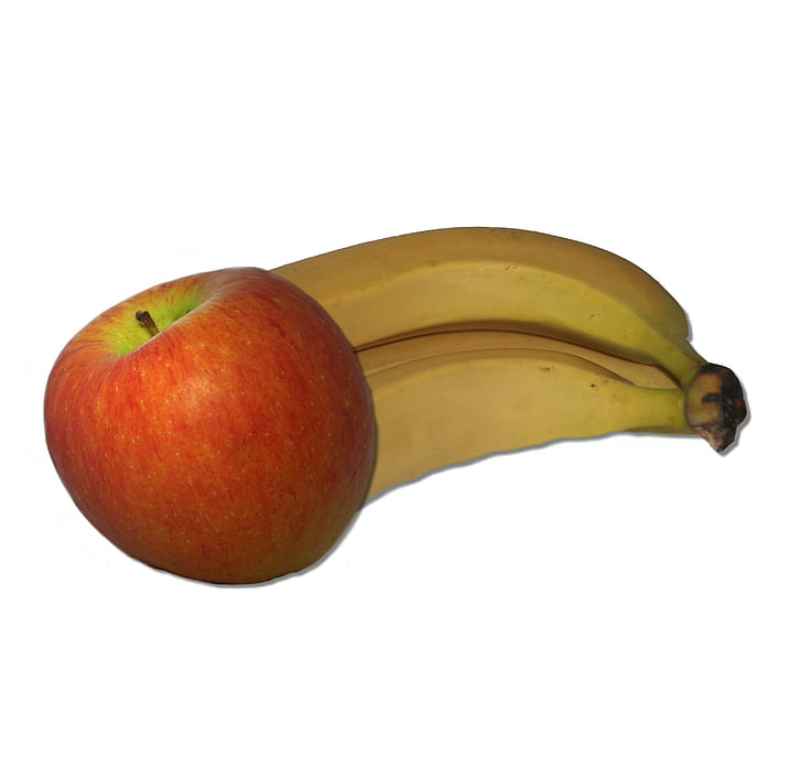 แอปเปิ้ล, กล้วย, ผลไม้, ชามผลไม้, มีสุขภาพดี, สีแดง, สีเหลือง