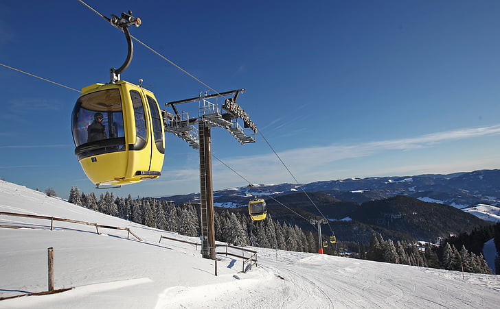 gondola, salju, Ski, olahraga musim dingin, musim dingin, Ski area, Panorama