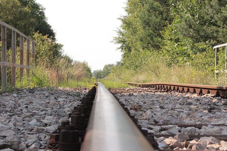 chemin de fer, attelle, la perspective d’une, profond, voie ferrée, train, en acier
