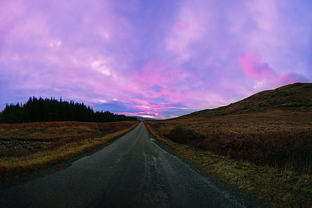 Západ slunce, Skotsko, krajina, skotský, obloha, Vysočina, scenérie